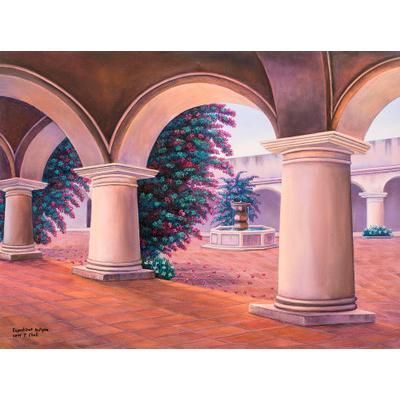 Ancient Capuchinas,'Signed Architectural Painting by a Guatemalan Artist'
