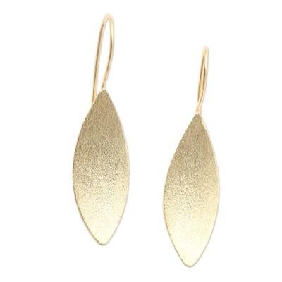 Sunflower Seeds,'Artisan Made Gold-Plated Floral Drop Earrings'