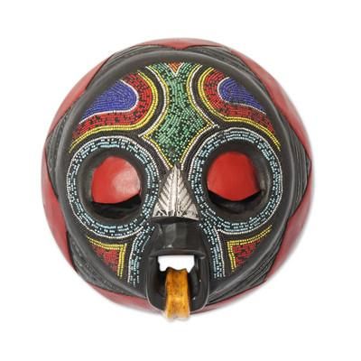 African beaded wood mask, 'Asomdwoe II'