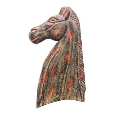 Horse Profile,'Rustic Sese Wood Horse Wall Sculpture from Ghana'