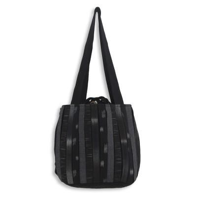 Cotton shoulder bag, 'Orient Black'