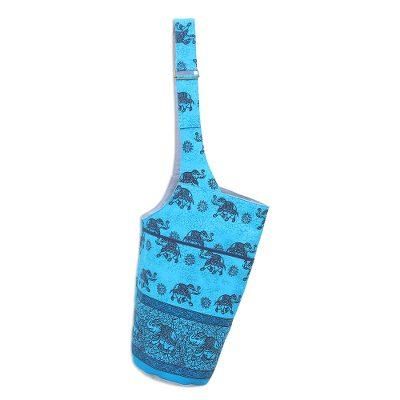 Elephant Stretch,'Cotton Elephant-Motif Yoga Mat Bag'