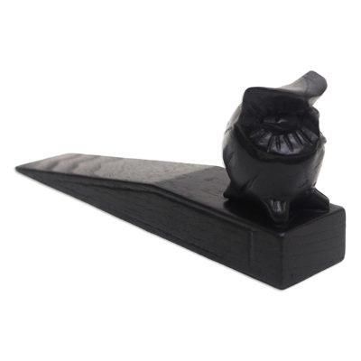 Mysterious Black Owl,'Jempinis Wood Door Stop with Little Black Owl'