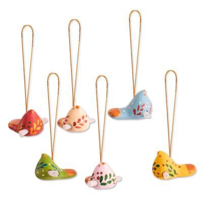 Christmas Messengers,'6 Handcrafted Christmas Dove Ceramic Messenger Ornaments'