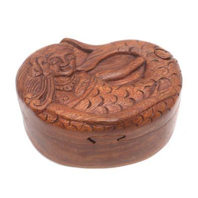 Mermaid Dance,'Hand Carved Suar Wood Mermaid Puzzle Box'