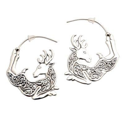 Flying Reindeer,'Half Hoop Flying Reindeer Earrings'