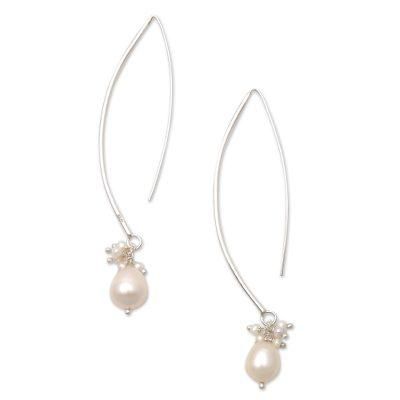 Glowing Fruit,'Cultured Pearl Cluster Dangle Earrings from Bali'