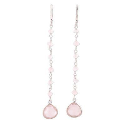 Morning Drops,'4-Carat Rose Quartz Dangle Earrings from India'