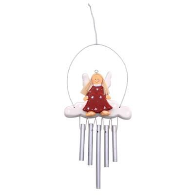 Angel Tune in Red,'Angel-Themed Wood Wind Chimes in Red from Bali'