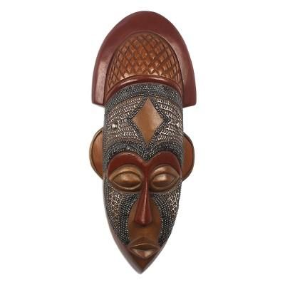 My Protector,'West African Wood Mask Ofuntum Wood with Aluminum Accent'