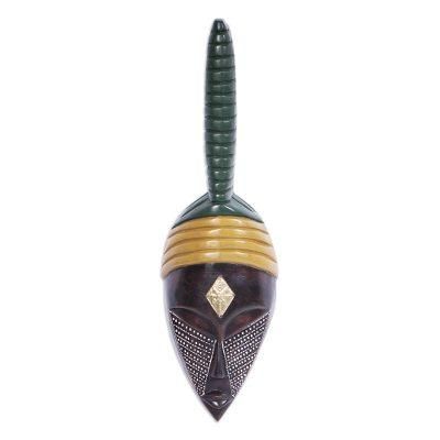 Yaravi Masr,'Artisan Crafted Multicolor African Wood Mask from Ghana'