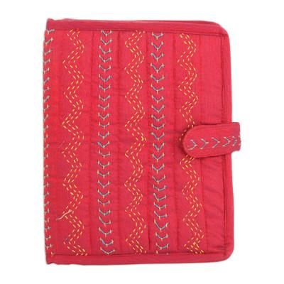 Cerise Secrets,'Cerise Silk and Jute Journal with 40 Handmade Paper Pages'