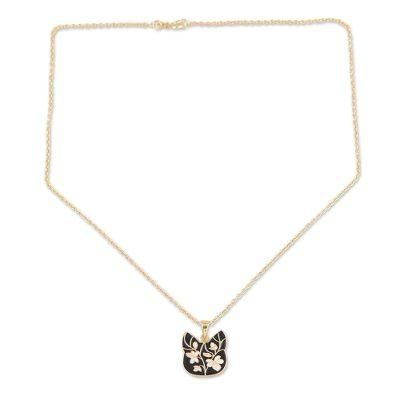 Art Cat,'Gold-Plated Enamel Pendant Necklace'