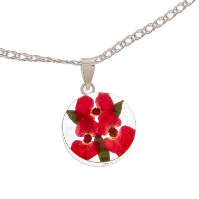 Crown Luck,'Round Natural Flower Pendant Necklace from Mexico'