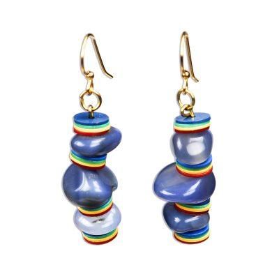 Cheerful Oasis,'Colorful Recycled Plastic and Glass Earrings'