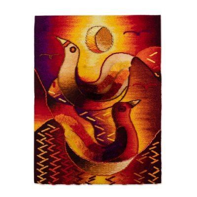 Peruvian Birds,'Handloomed Bird Motif Tapestry'