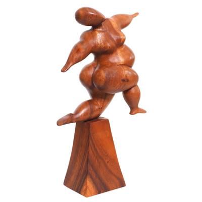 Wood sculpture, 'Be Happy' - Wood Sculpture from Indonesia