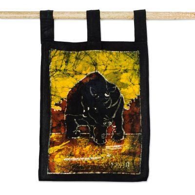 Rhino I,'Batik Cotton Rhino-Motif Wall Hanging'