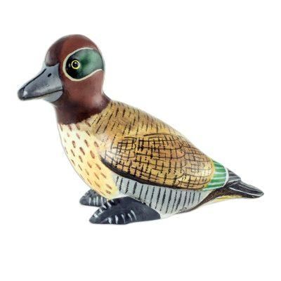 'Hand-painted Ceramic Duck Patio Sculpture From Guatemala'