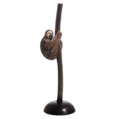 Mother Sloth,'Cedar Wood Mother Sloth Sculpture from Peru'