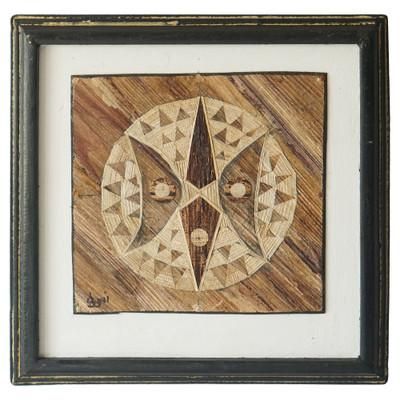 Solar Mask III,'Handcrafted Natural Fiber Geometric Wall Art from Ghana'