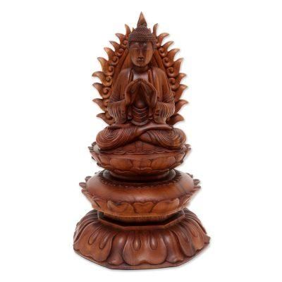 King Buddha,'Hand Crafted Suar Wood Buddha Sculpture'