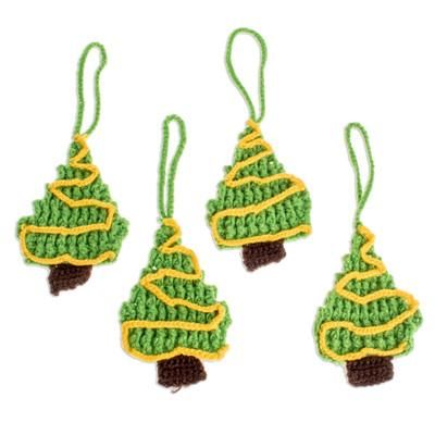 Evening Prayers,'Hand-Crocheted Christmas Tree Ornaments (Set of 4)'