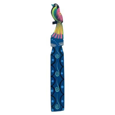 Reading Bird,'Handmade Mexican Copal Wood Bookmark with Tropical Bird'