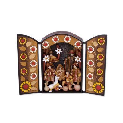 Festive Rites,'Hand-Painted Ceramic Nativity Retablo from Peru'