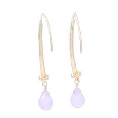 Passionate Pink,'22k Gold Plated Rose Quartz Dangle Earrings from India'