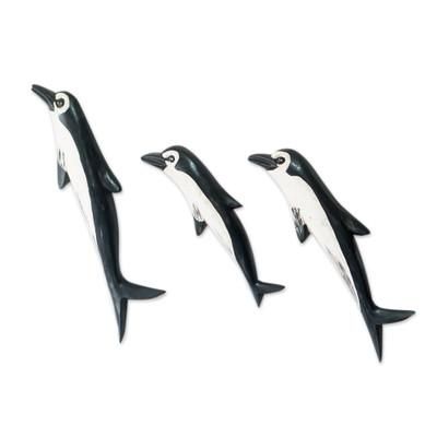 Pod,'Hand Painted Wood Dolphin Wall Accents (Set of 6)'