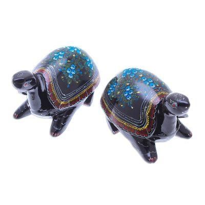'Good Luck Turtles' (pair) - Handcrafted Lacquerware Decorative Boxes