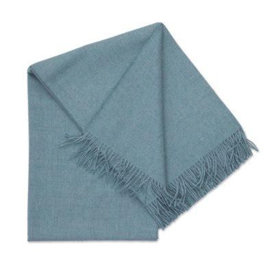 Blissful Dream in Aqua,'100% Baby Alpaca Throw Blanket in Solid Aqua from Peru'