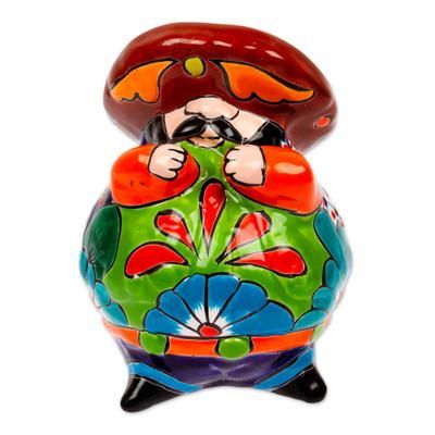 'Talavera-Style Ceramic Figurine of a Singing Mariachi'