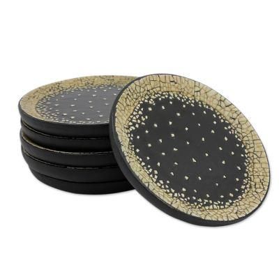Eggshell mosaic coasters, 'Thai Constellations' (set of 6)