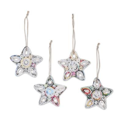 'Handmade Eco-friendly Star Ornaments from India (Set of 4)'