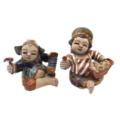 Gamelan Loro Blonyo,'Musical Ceramic Loro Blonyo Figurines from Java (Pair)'