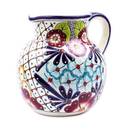 Colors of Mexico,'Colorful Talavera-style Ceramic Pitcher'