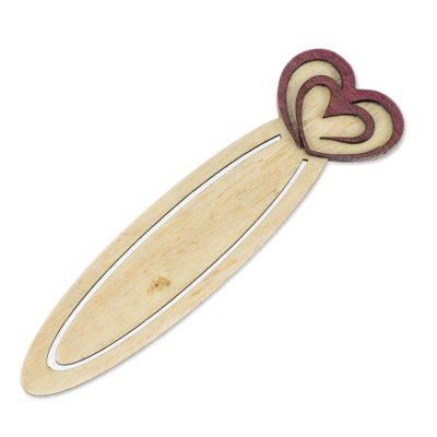 Happy Heartbeats,'Handcrafted Heart Theme Recycled Teak Bookmark'