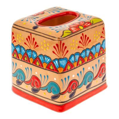 Spring Convenience,'Handcrafted Talavera Floral Ceramic Tissue Box Cover'