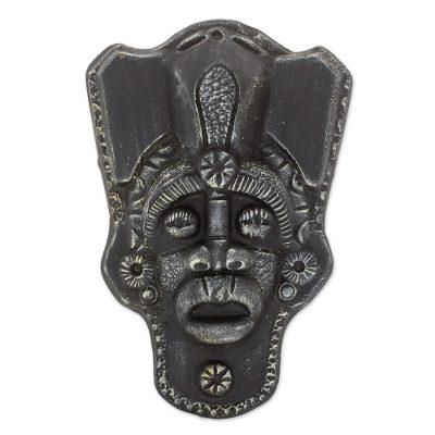 Honor the Ancients,'Handcrafted Black Resin and Fiberglass Decorative Wall Mask'