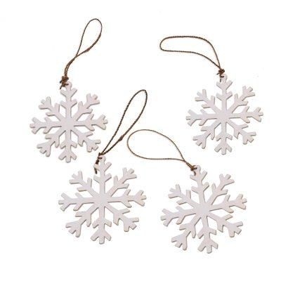 White Snowflakes,'White Snowflake Wood Ornaments from Bali (Set of 4)'