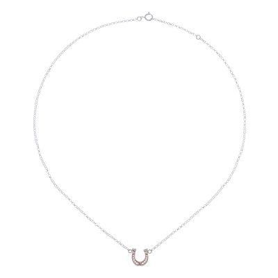 Lucky You,'Rose Gold Accented Sterling Silver Horseshoe Necklace'