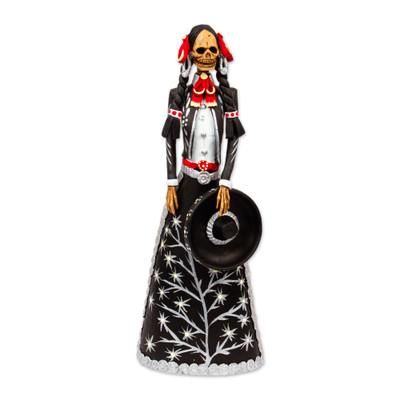 Mariachi Catrina,'Handcrafted Day of the Dead Ceramic Skeleton Sculpture'