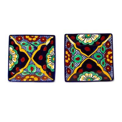 Hidalgo Square,'Handcrafted Square Dessert Plates (Pair)'