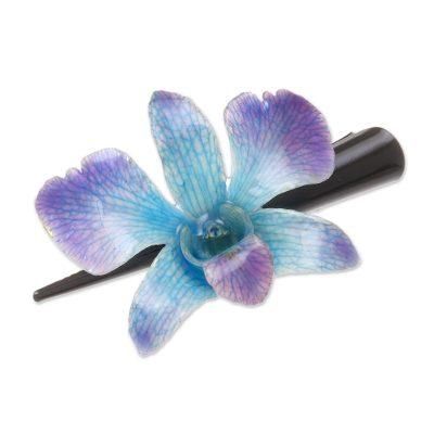 Blue-Violet Orchid Love,'Natural Blue-Violet Thai Orchid Hair Clip'