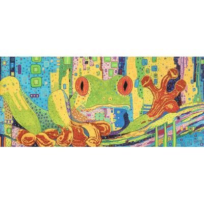 'Frog-Themed Modern Multicolored Stretched Sublimation Print'