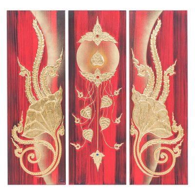 Shining Mind,'Gold Leaf and Acrylic Painting on Canvas (Triptych)'