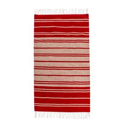 Simple Stripes,'Red and Beige Striped Area Rug (2.5x5)'