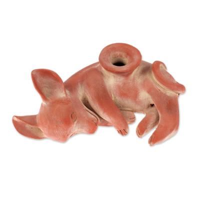 Playful Xoloitzcuintli,'Ceramic sculpture'